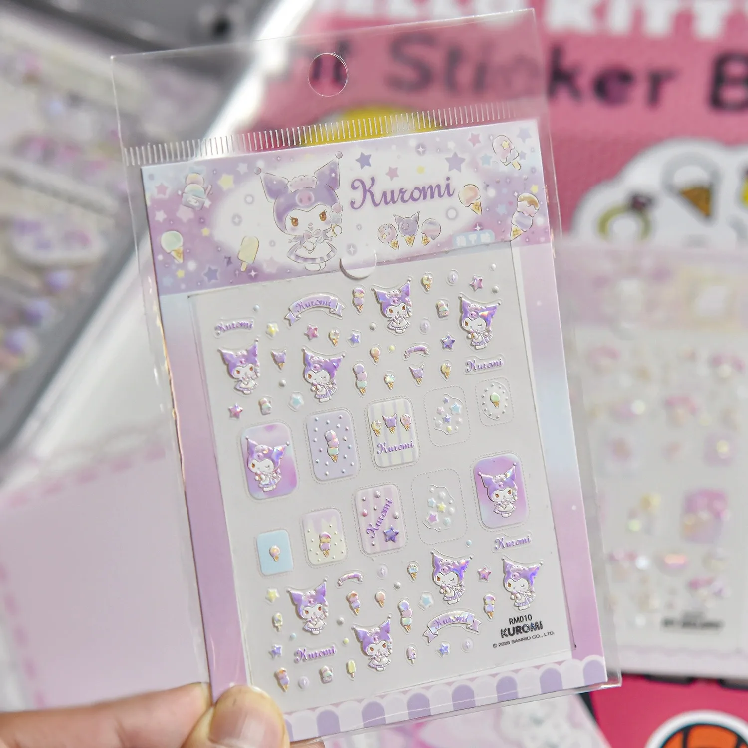Sanrio Cartoon Nail Stickers 5D Relief Cute Anime Character Decals Ultra Thin Self Adhesive Nail Art For Girls Portable Stickers