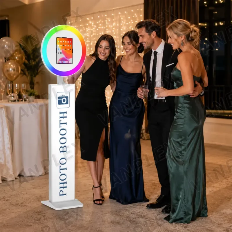 Universal iPad Photo Booth 10.2 11 12.9 13 Inch Metal Shell with RGB Ring Light Flight Case for Event Wedding Party Rental