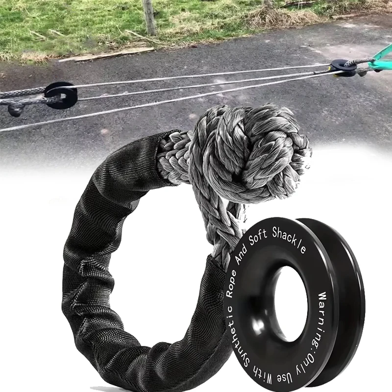 

1/2" Soft Shackle Rope & Recovery Ring Set W/ Protective Sleeve 55000LBS Breaking Power 4x4 Offroad Accessories Tow Strap