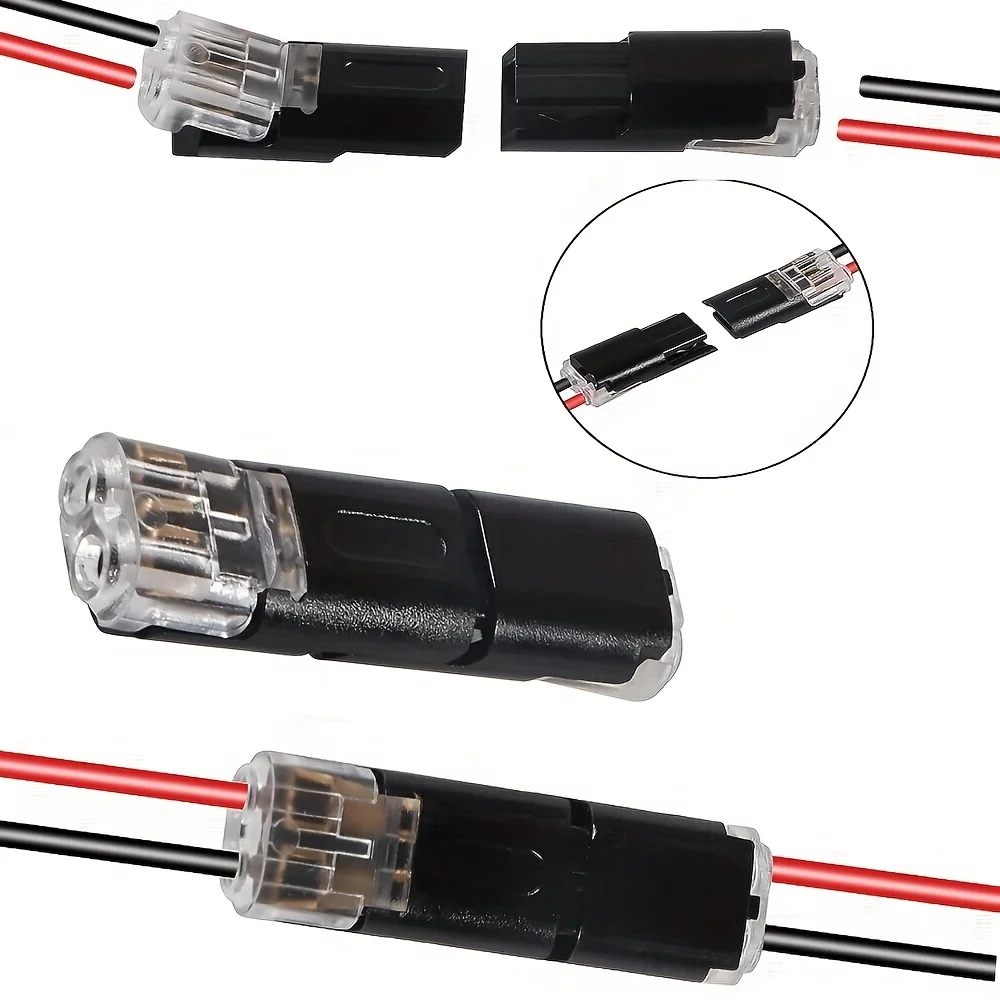 

30Pcs Quick Splice Wire Connectors, 2-Pin 2-Way Plug-in Terminals, No Stripping Required, Fits AWG 18-22, for Automotive