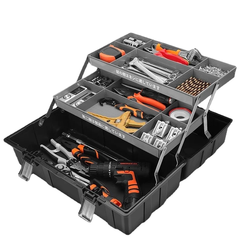 Yy Three-Layer Toolbox Thickened Large Multifunctional Car Industrial Folding Tool