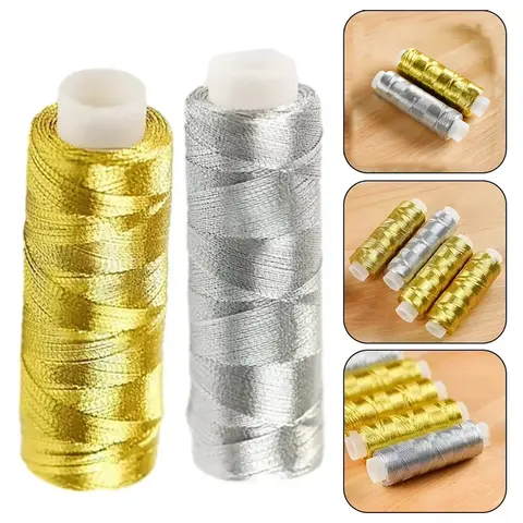 2pcs Cross Stitch Thread Gold and Silver Thread Bright Line String Handmade Crafts Accessories for DIY Knitting and Sewing