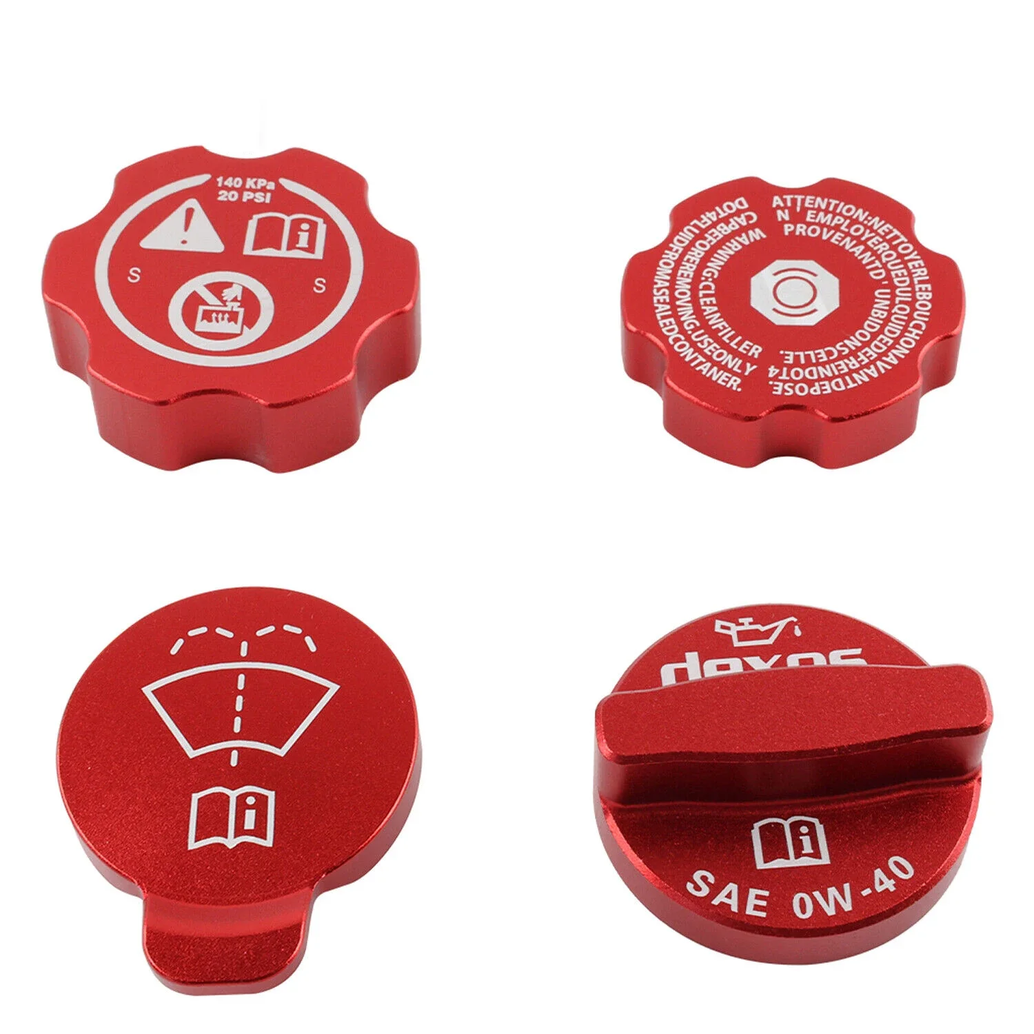 Aluminium  Engine Oil Cap Radiator Water Tank Cover Trim Red for Corvette C8 2020-2024 New Engine Cap Cover Set Accessories