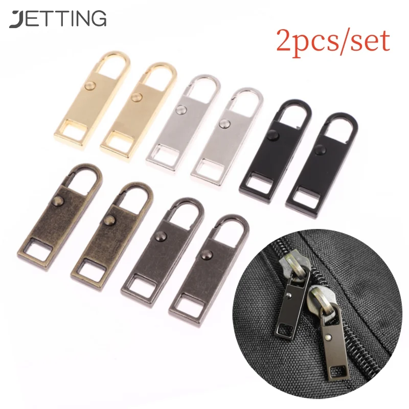 2Pcs Replacement Zipper Head Tool-free Removable Zipper Puller for Luggage Schoolbag End Fit Rope Tag Clothing Zip Fixer Broken