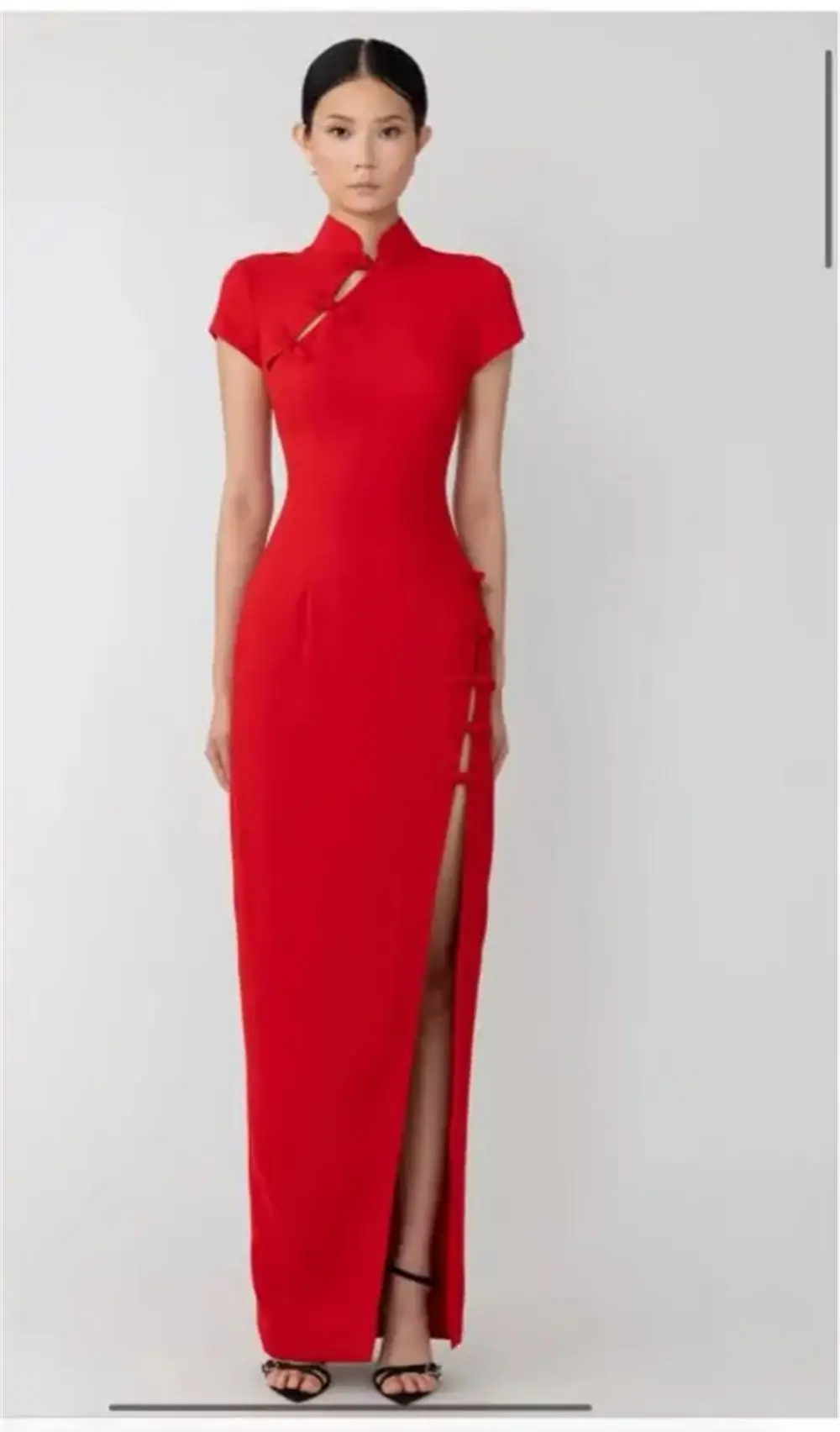 

Customized Graceful High Collar Evening Dress Simple Straight Buttons Cocktail Dress Delicate Short Sleeves Ruched Prom Dress