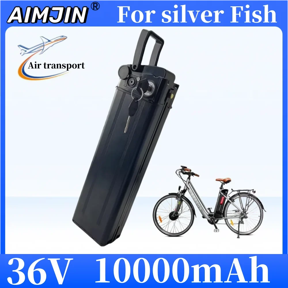 NEW 36V 10AH Lithium Silver Fish Batterie For 350W 500W 750W 1000W Li-ion Battery Pack