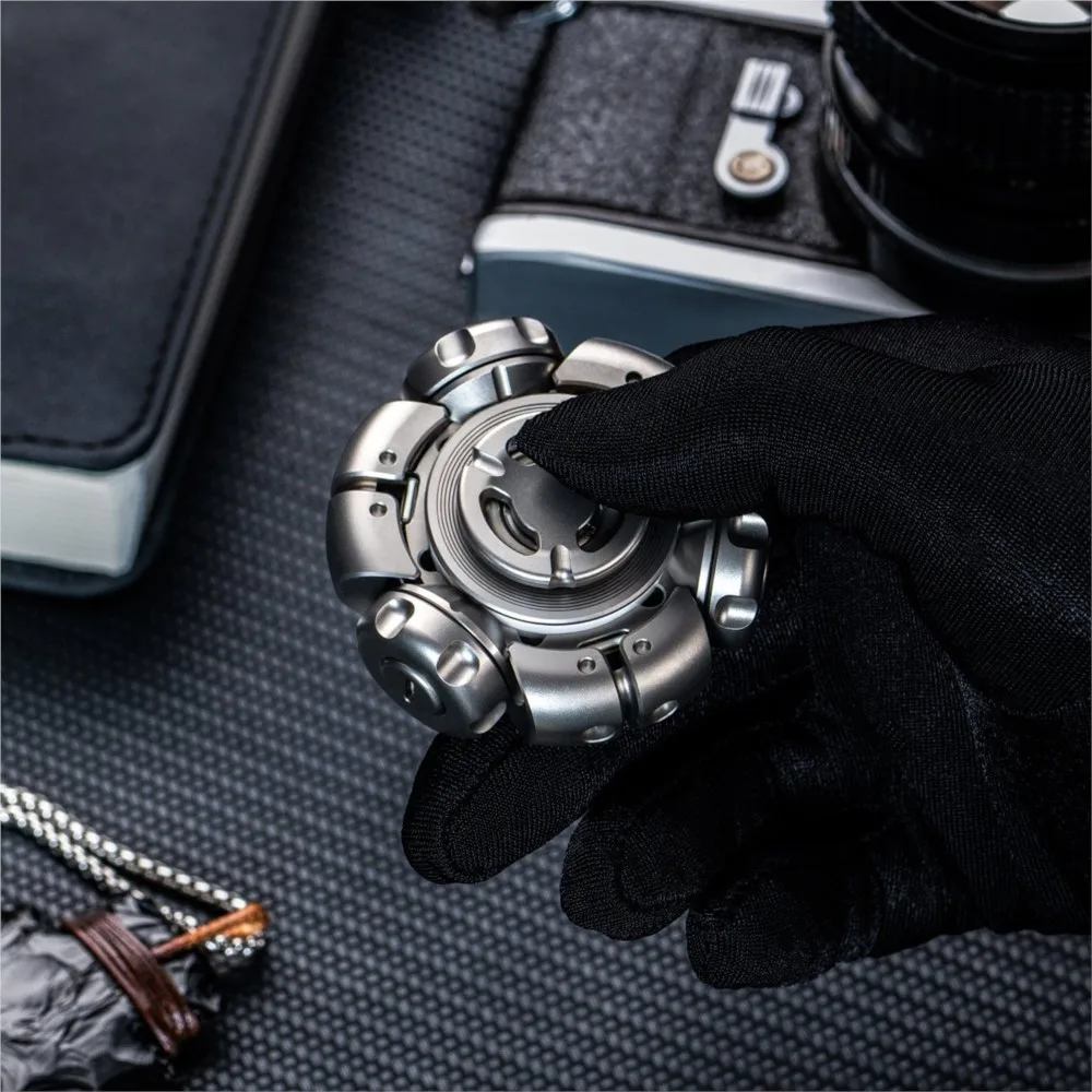 SHIHEN Studio Fission Ring Fidget Spinner Titanium Gyro Ratchet Fidget Ring Spinner Fidget Toy For Adults Anxiety Relief Gadgets