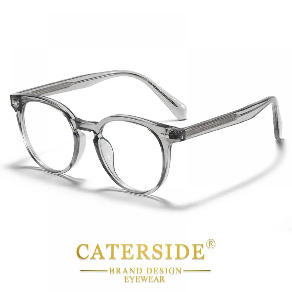 CATERSIDE Modische Herren-Brillen mit Flachglas, Hochwertige Tr-90 Runde Brillengestelle, Damen-Freizeitbrillen mit Blaulichtfilter – Detail 11