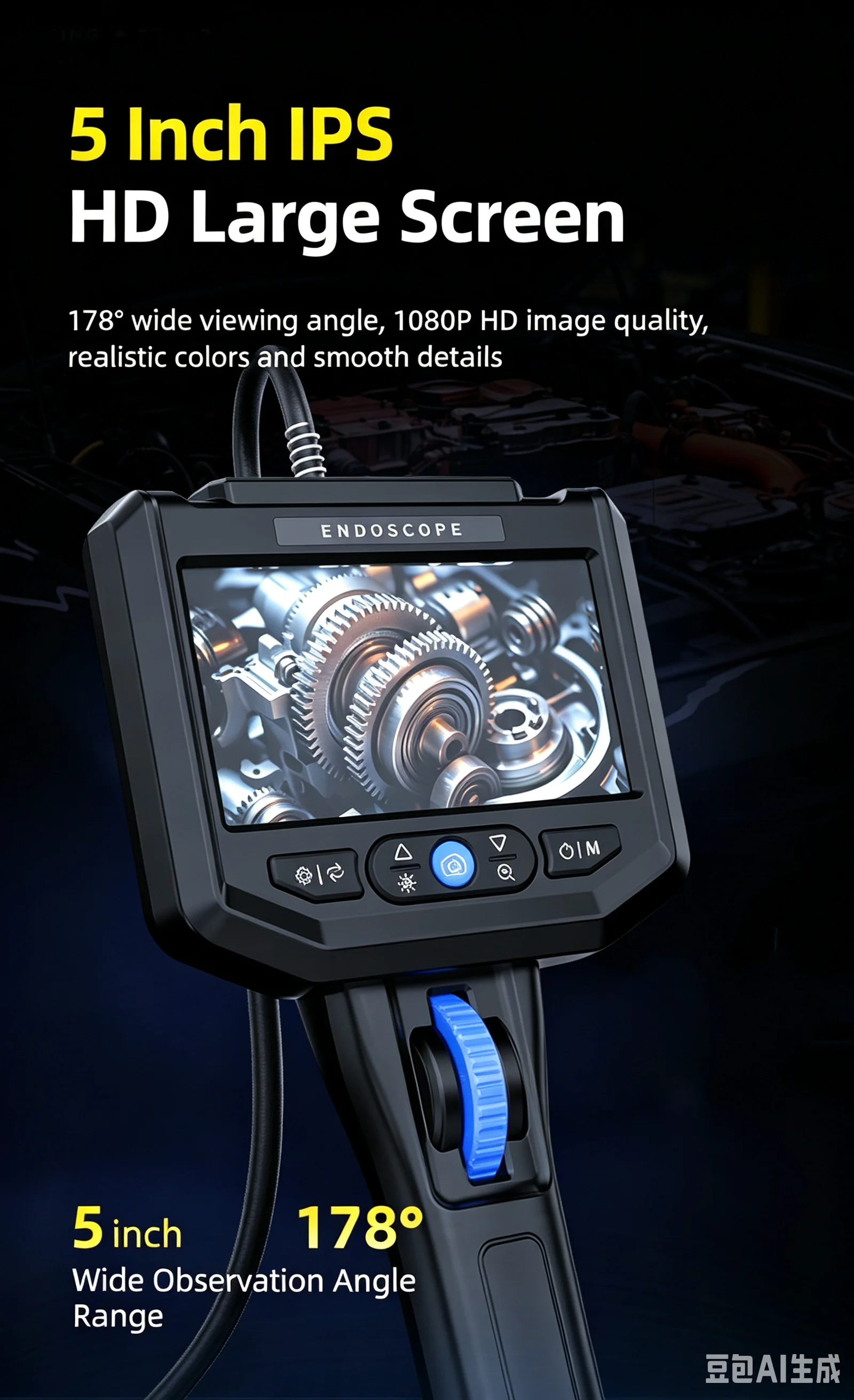 5 Inch IPS Screen 6mm 2Way Articulate 360Degree Steering Single/Dual Lens Endoscope CMOS Borescope Inspection Microscope Camera