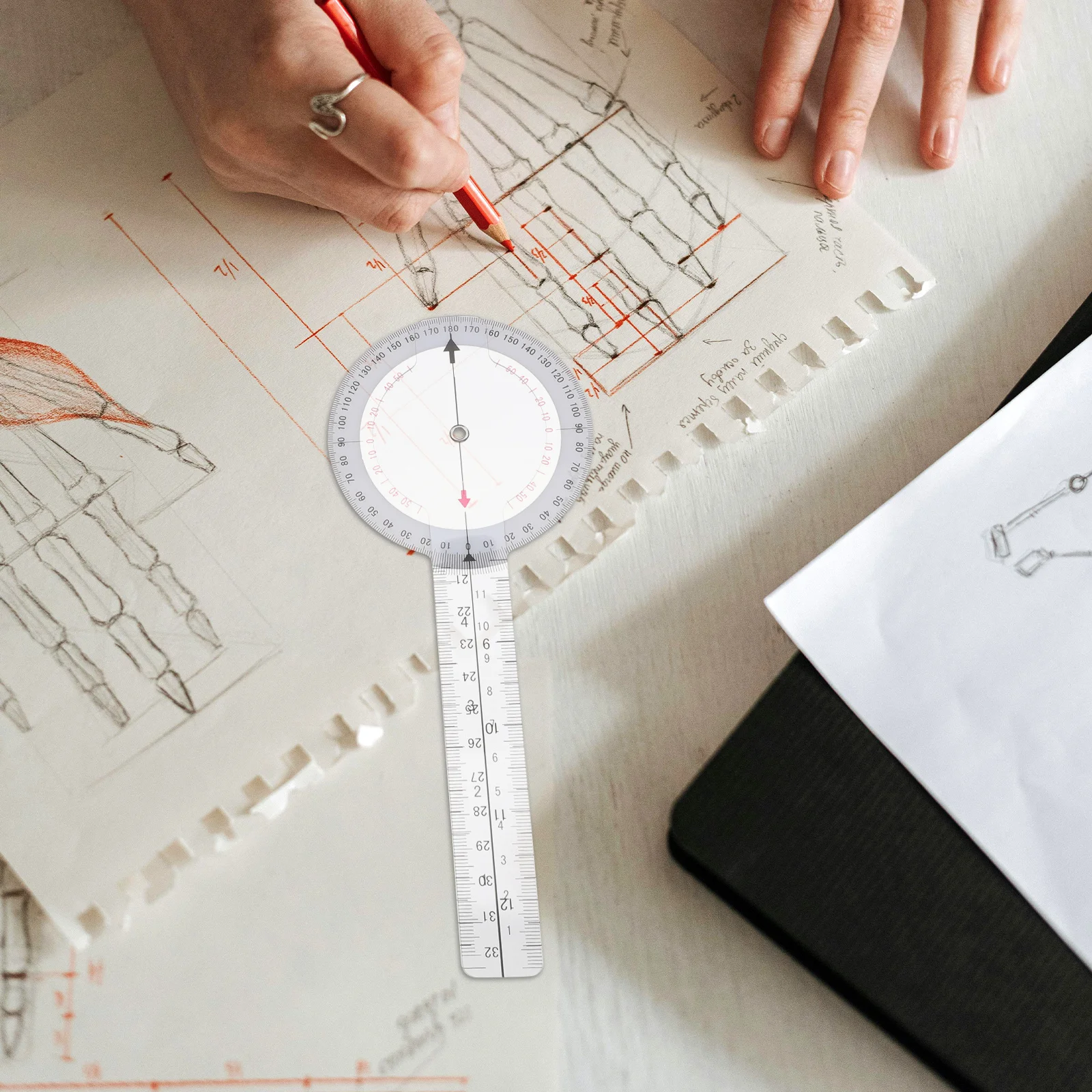 3 قطعة مجموعة المنقلة مسطرة قياس زاوية واضحة الطبية الصف الدقة مقياس الزوايا خفيفة الوزن البلاستيك زاوية مكتشف أداة ل #4