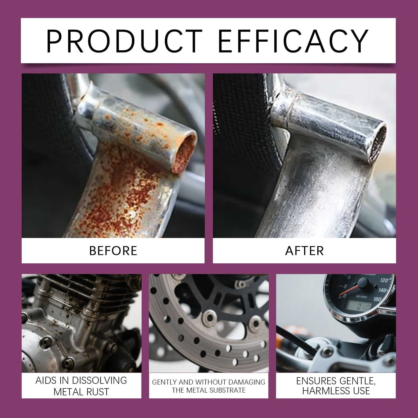 Car Rust Remover Spray Metal Chrome Paint Cleaner Iron Powder Remover Auto Detailing Maintenance Anti Rust Protectant 100ml image 4