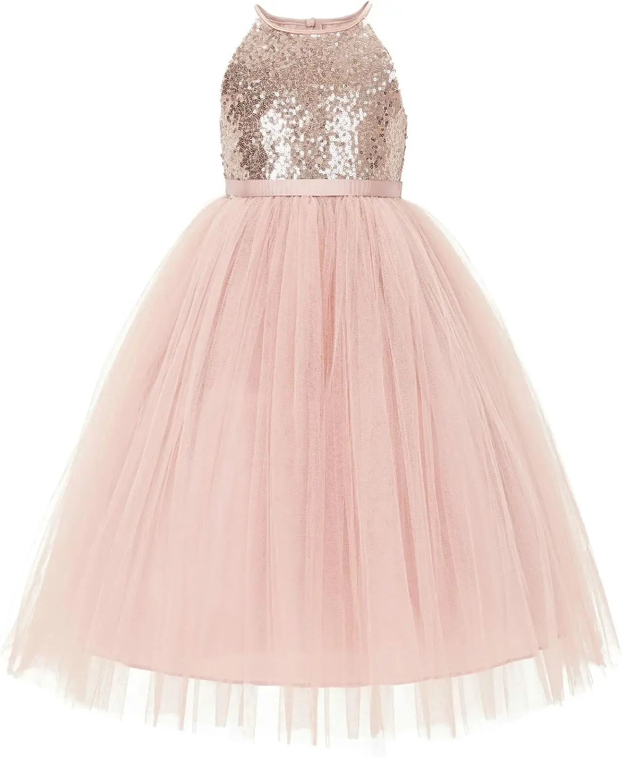 

Sequin Halter Junior Flower Girl Dress Ceremonial Gown Communion Baptism Flower Girl Dresses for Weddings Evening Dresses