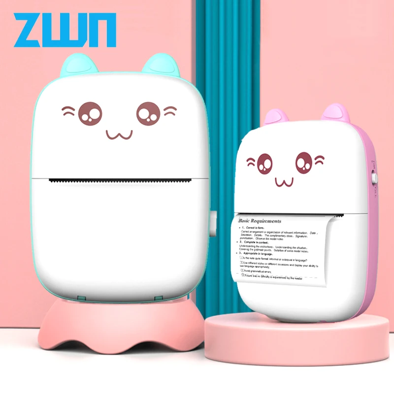 ZWN Portable Mini Bluetooth Wrong Printer Pocket Student Error Label Print Mobile Phone Photo Title Note Printer for Kids Gift