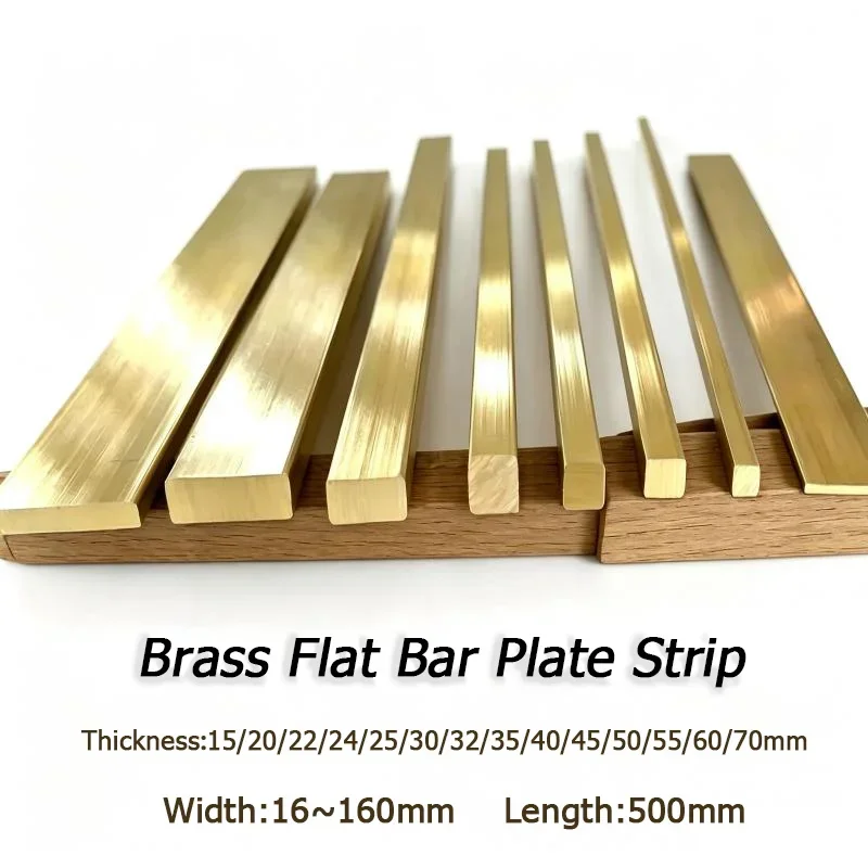 1pcs Length 500mm Brass Flat Bar Plate Strip Thicknesses 15~70mm copper alloy Solids part DIY handmade Fastener Metal Material