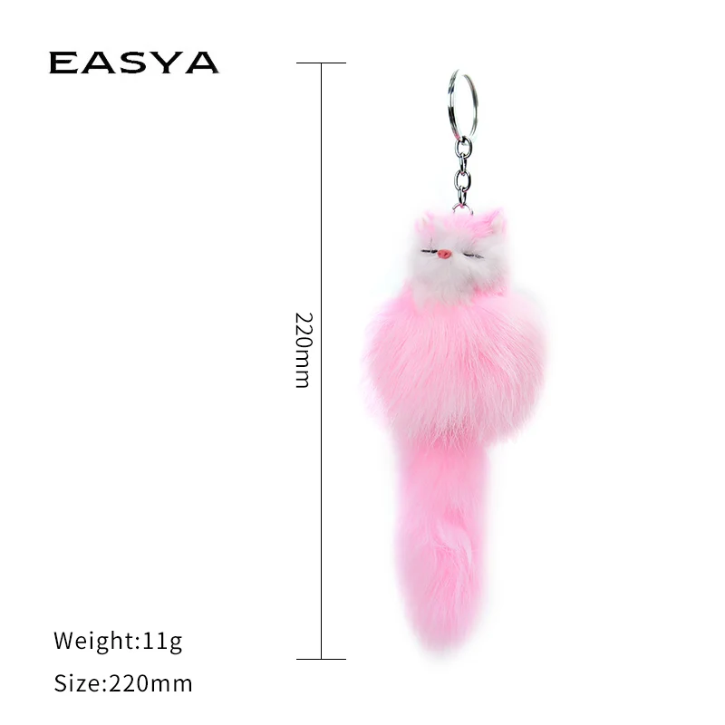 Fluffy Animal Cartoon Fox Keychain Cute Key Chains Kids Womens Personalised Rings Key Chains Car Bag Key Chains