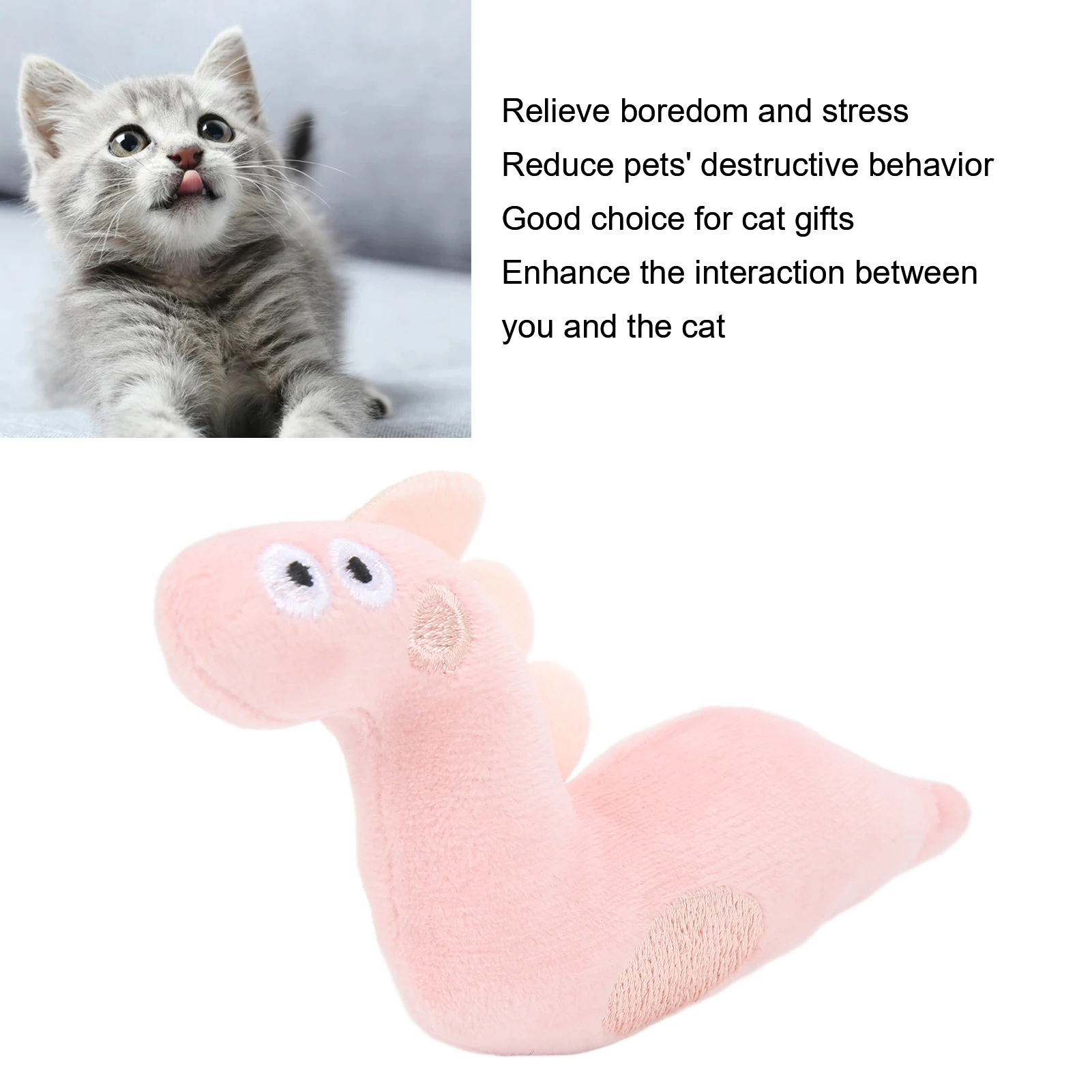 Catnip Plush Cat Toys Tooth Cleaning Indoor Relieve Boredom And Stress Interactive Kitty Toy For Teasing CatPink Snake