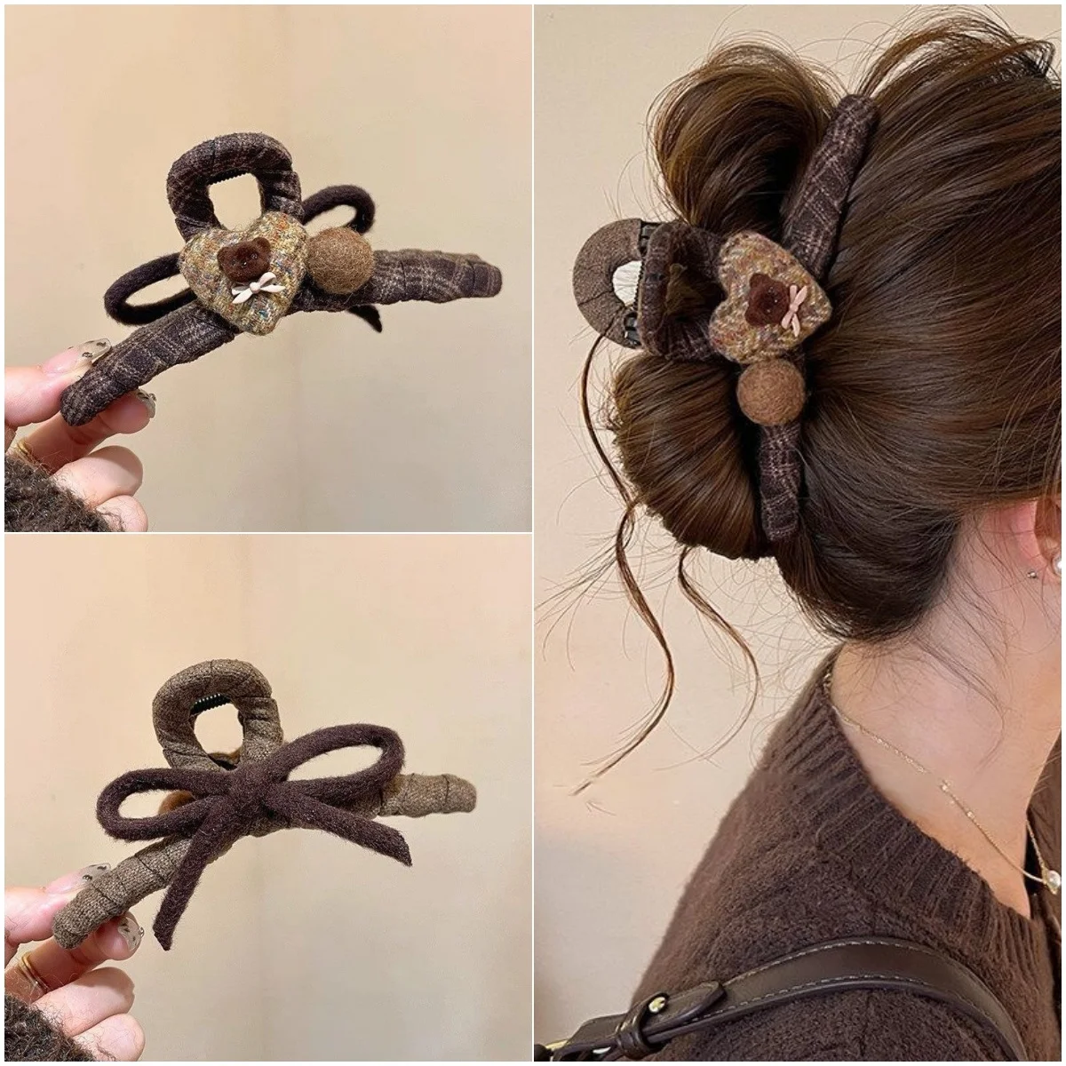 Vintage Fabric Hair Styling Tool for Women, Bow and Flower Decoration Hair Stick, Bun Styling Hair Accessory for Adult Ladies, Long Hair Bun Tool, Bun Fixer, Elegant French Hairstyle Tool, Simple and Versatile Coffee-Colored Hair Accessory, Suitable for Daily Commuting, Dating, Parties, Banquets, Weddings, Photo Shoots, Autumn and Winter Sweater and Coat Outfits, Lightweight, Non-Slip, Secure, Does Not Pull Hair, Quick and Easy Hair Styling Tool, Hair Styling Accessories, Elegant Hair Accessory, European and American Cross-Border Fashion New Model, Gift Recommendation, Cross-Border Hot-Selling Recommendation