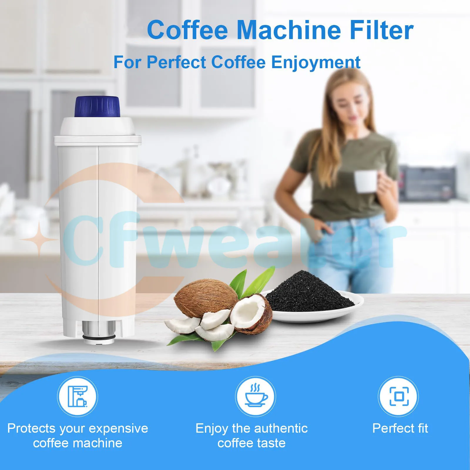 12-1Pcs DLSC002 Water Filter Replacement Coffee Filter for Delonghi DLSC002 Cfweater Water Filter Fit for Delonghi Machine Parts