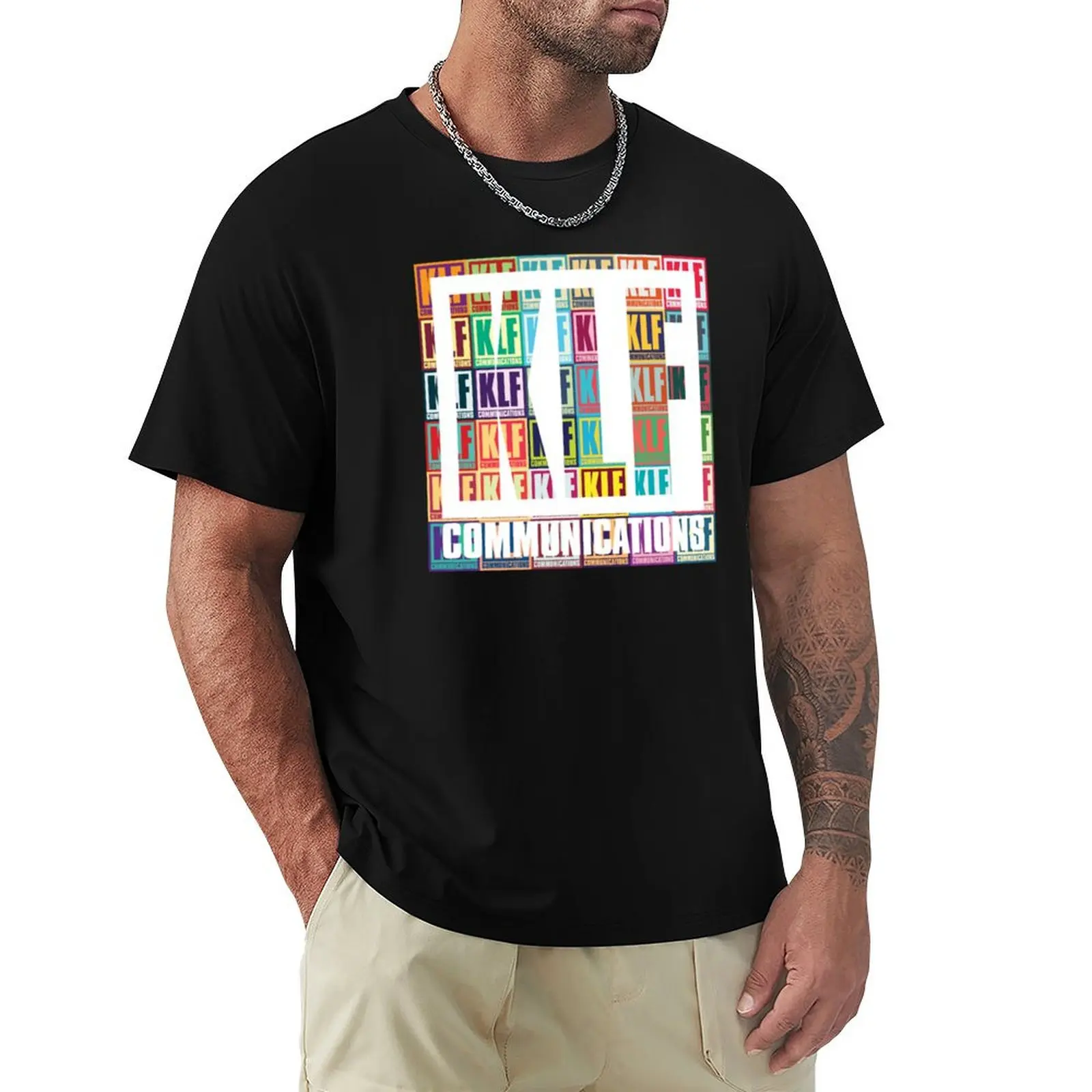 KLF-Kommunikationslogo (Montage 3 - wei?es Logo) T-shirt hippie clothes sports fans heavyweight t shirts for men