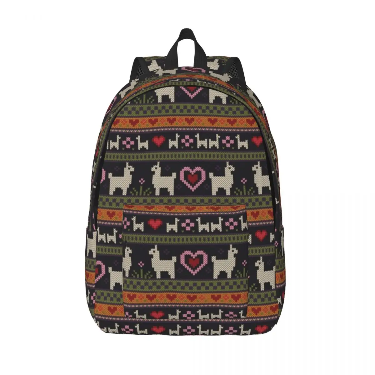 Llama Knit Alpaca Backpack for Preschool Primary School Student Animals Fluffy Cute Bookbag Boy Girl Kids Daypack Travel