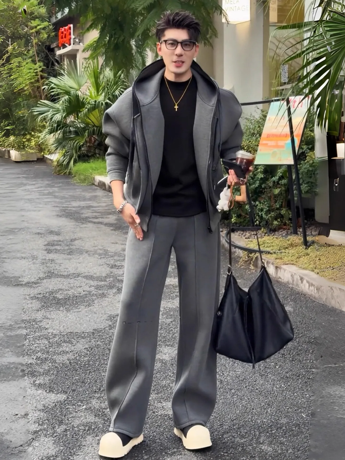 

Men's Autumn Winter Hoodie Set Loose Fit Straight Leg Pants Two Piece Suit Casual Sportswear Cotton Blend Long Sve