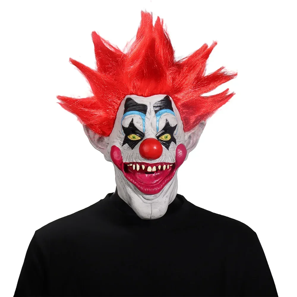 

New Movie Killer Klowns From Outer Space Demon Clown Cosplay Terror Mask Killer Joker Full Face Latex Helmet Wig Halloween Props