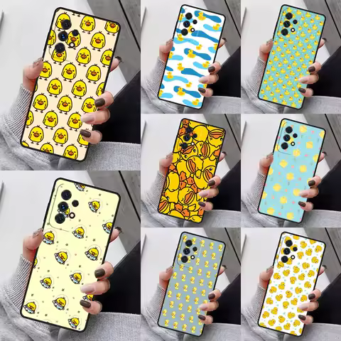 Cute Yellow Chickens Duck Phone Case For Samsung Galaxy S23 S21 S20 FE S24 S22 Ultra Note20 S10 S9 S8 Plus A40 A52 A12 A13 A53