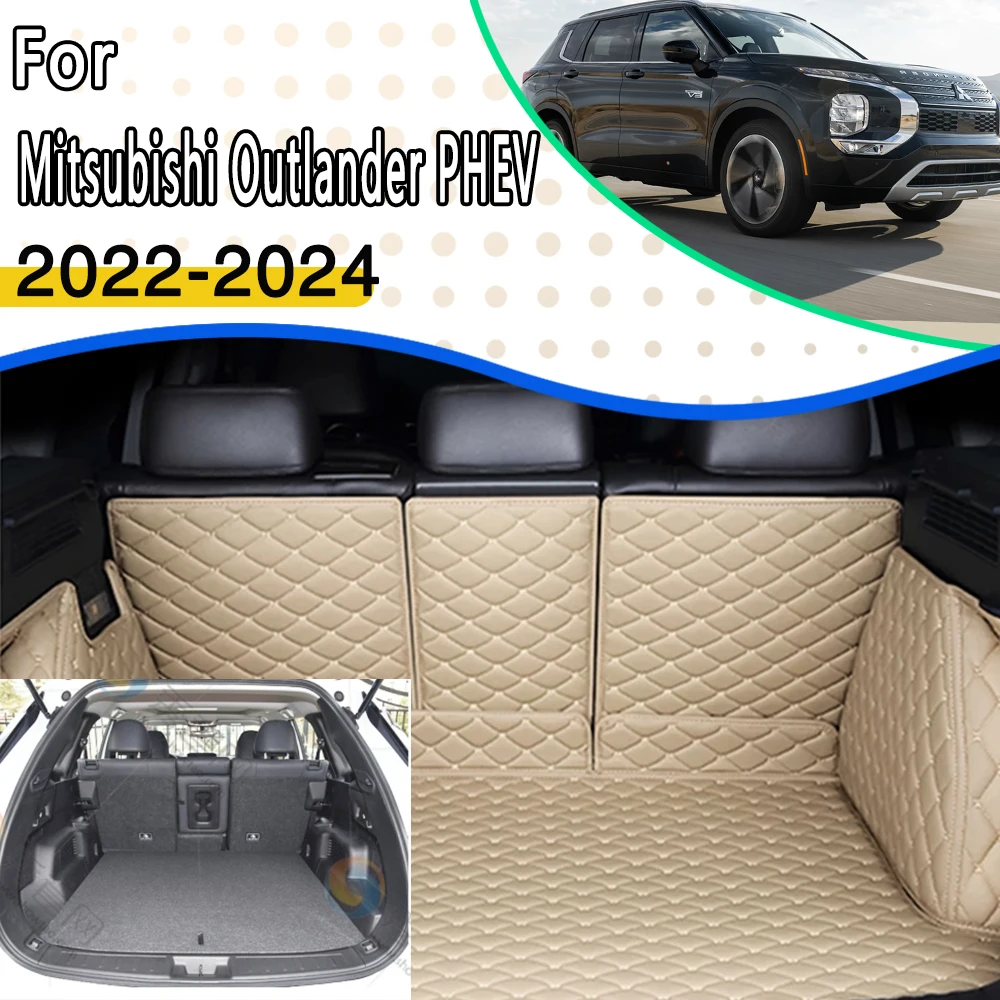 

Car Rear Trunk Mats For Mitsubishi Outlander PHEV GN 2022 2023 2024 5seat Leather Car Trunk Storage Pad Car Accessorie Interior