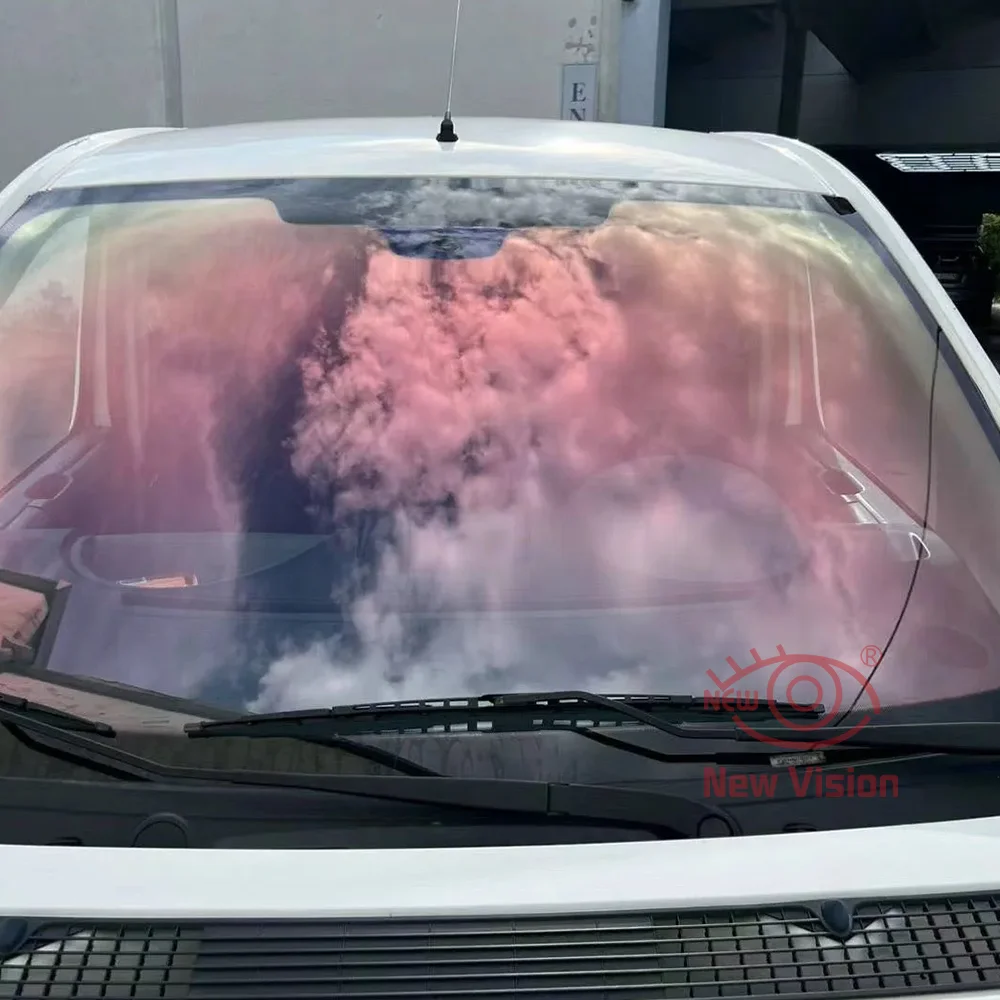 1mX3m VLT88% Sunset Red Chameleon Window Tint Film Car Front Windshield Window Film Auto Glass Sticker UV Proof Solar Protection