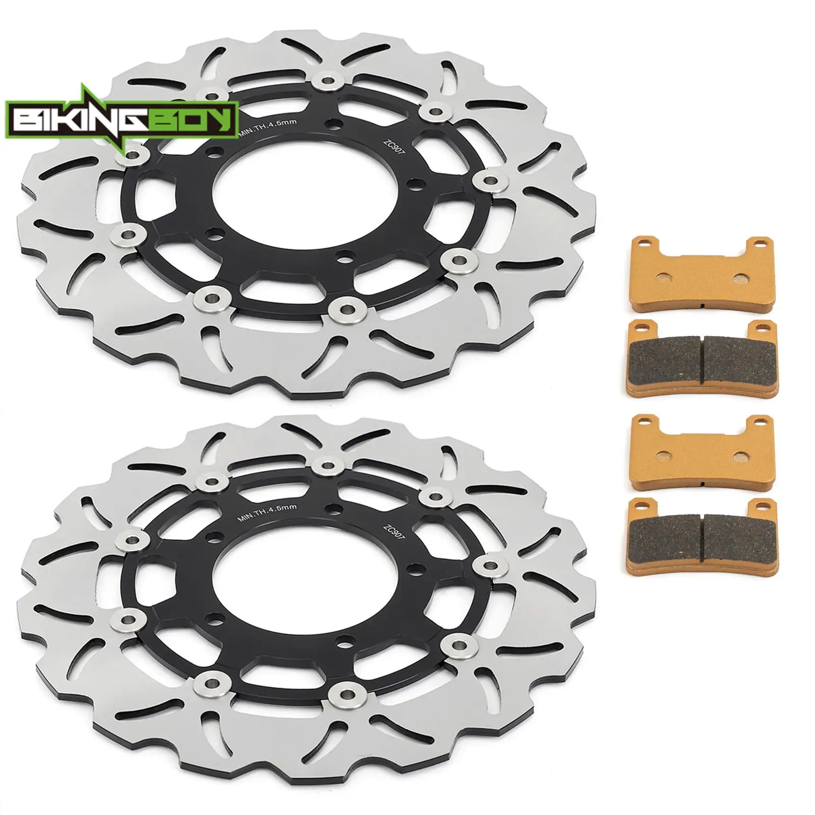 BIKINGBOY Front Brake Disks Discs Rotors Pads For GSXR 600 750 06 07 GSX-R 1000 05-08 VZR 1800 Boulevard M109R 06-14 R2 RZ 08 09