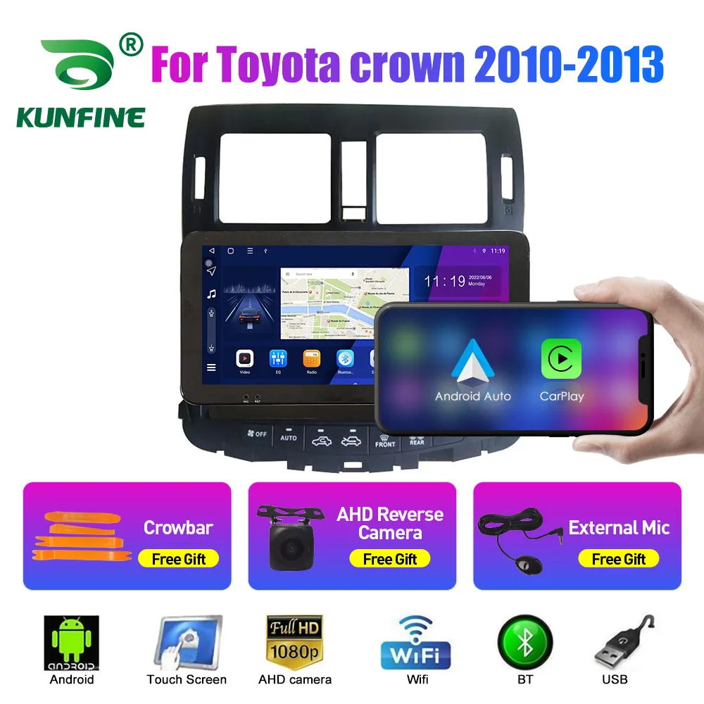 

10,33-дюймовый автомобильный радиоприемник для Toyota Crown 2010-2013 2Din Android, восьмиядерный автомобильный стерео DVD, GPS-навигатор, плеер QLED, экран Carplay