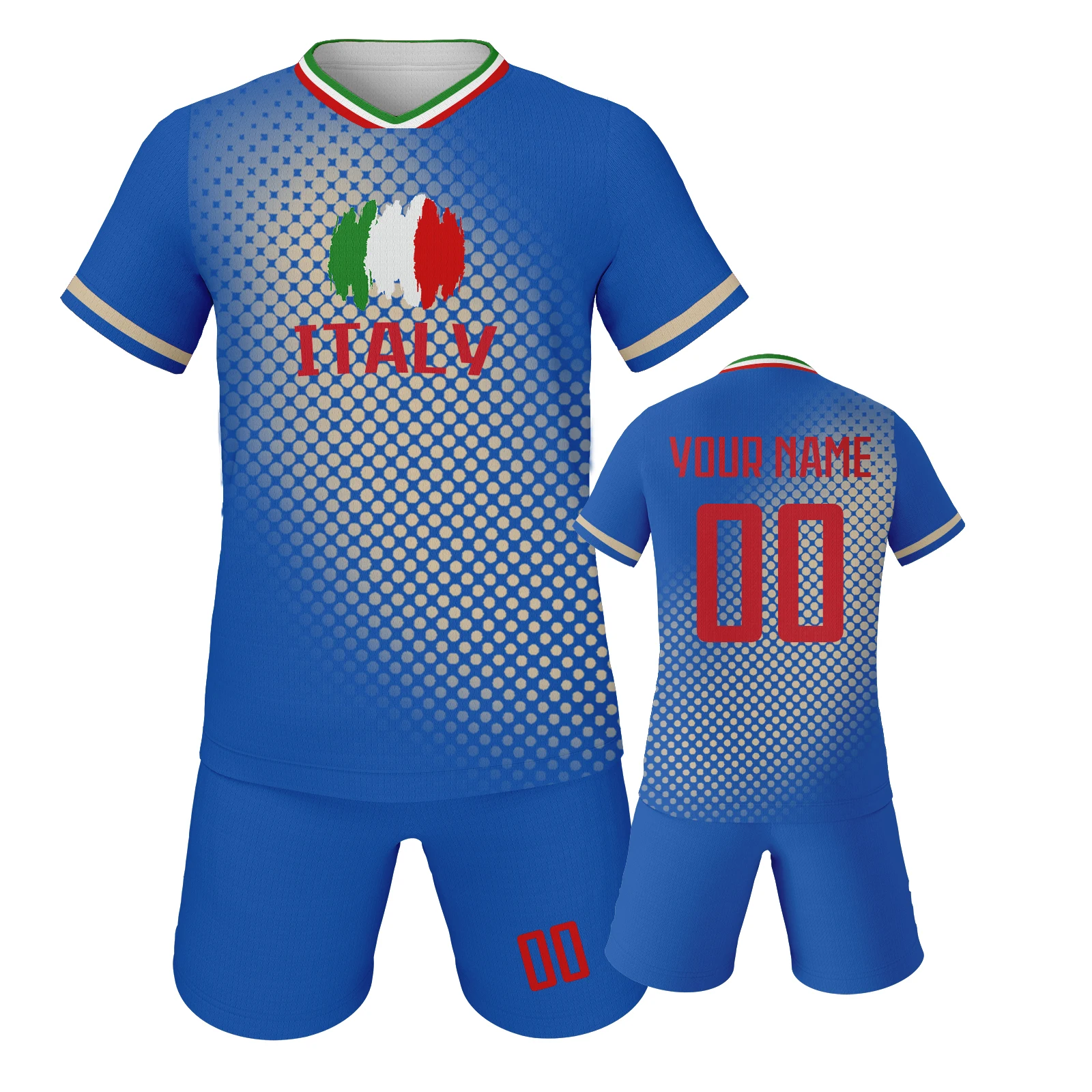 Italy Custom Kids Football Jersey Kit Personalized Name Number Soccer Uniform Youth Fans Boys Girls Training Outfit Fans Gift