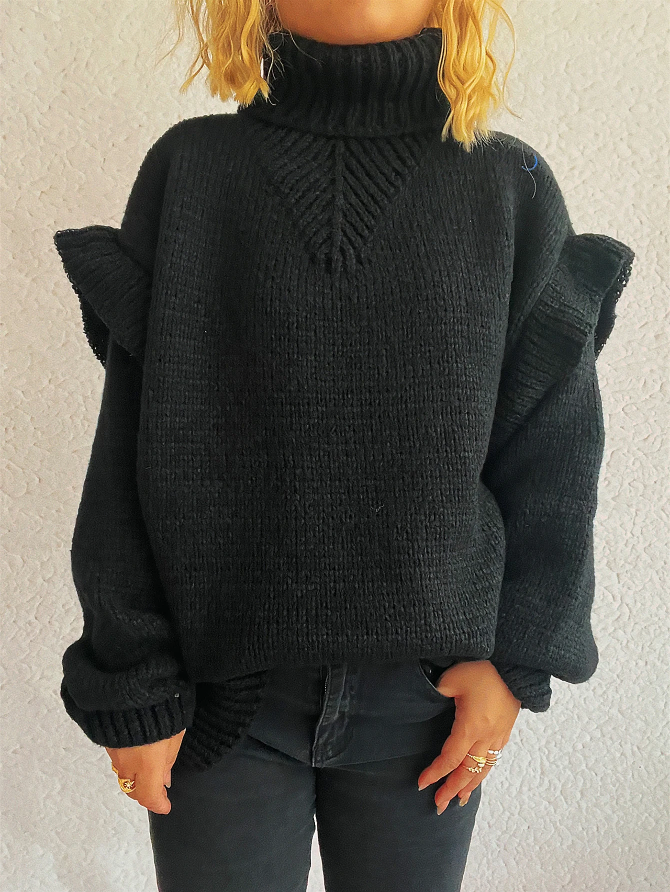 

Осенне-зимний свитер с длинным рукавом и круглым вырезом, удобный для женщин, модный приталенный трикотаж, дизайн с прямыми рукавами