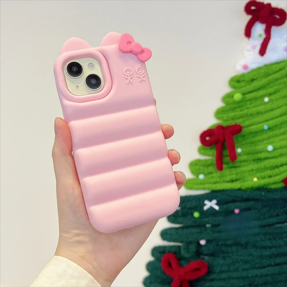 3D Niedliche Katzenohren-Schleife Weiche Silikon-Handyhülle für Apple iPhone 18 Pro Max 17 13 14 15 16 Die Puffer-Stoßfeste Schutzhülle – Detail 3