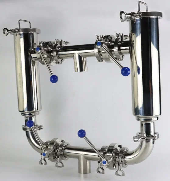 SS304 SS316L Stainless Steel Water Sterile Filtration Double Filter Duplex Filter with Mesh Screen 200 Micron