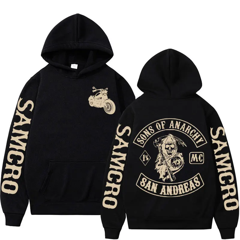 Sons of Anarchy Motorcycle Graphic Hoodies Men\'s Clothing Gothic Fashion Oversized Hoodie Male Long Sleeve Sweatshirt Streetwear