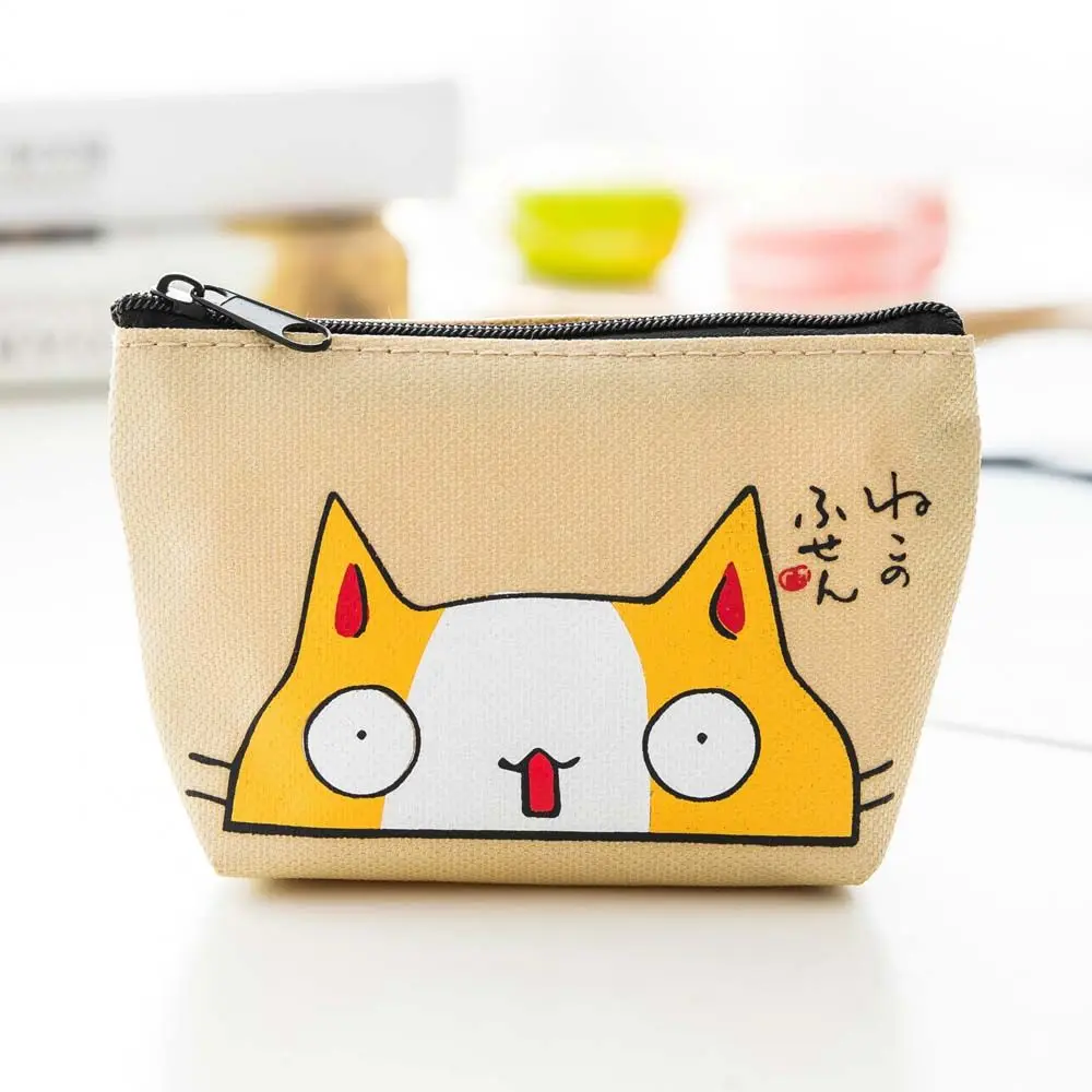 Cartoon Cat Print Key Coin Purse Women Wallet Mini Oxford Card Holder With Zipper Money Pouch Purse Storage Bag Girls Wallet