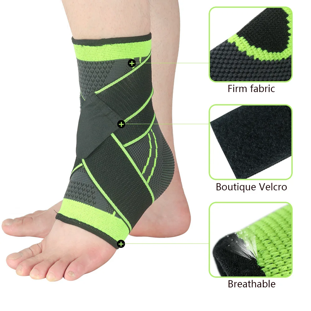 1 PC Sports Ankle Brace Compression Strap Sleeves Support 3D Weave Elastic Bandage Foot Protective Gear Gym Fitness