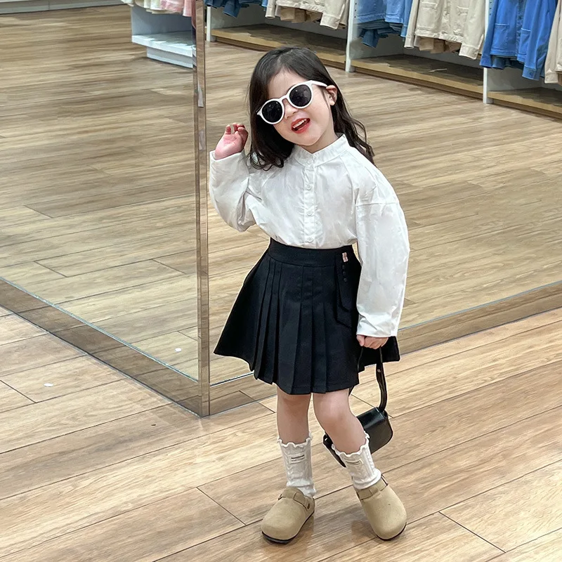 

Girls Shirt Children 2024 Spring and Summer New Children All-match Girly Preppy Shirt Simple Casual Style All-match Kid Blouse