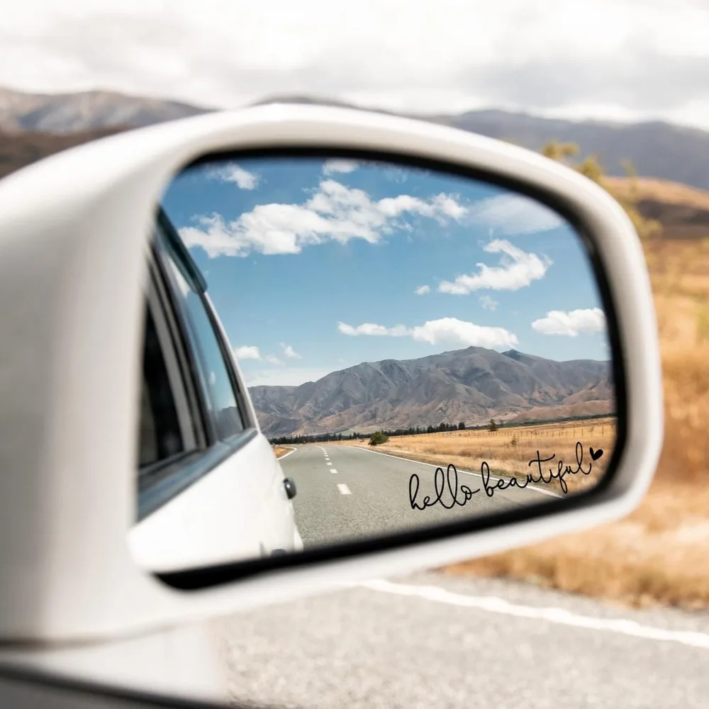 1pc Hello Beautiful Car Rearview Mirror Vinyl Decals Vanity Mirror Stickers Racing Helmet Auto Rear Window Waterproof Decoration