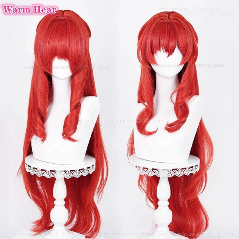 새로운! 게임 HSR Tribios Tribbie 합성 롱 98cm 따뜻한 빨간색 브레이드 가발 내열성 헤어 할로윈 파티 코스프레 애니메이션 가발