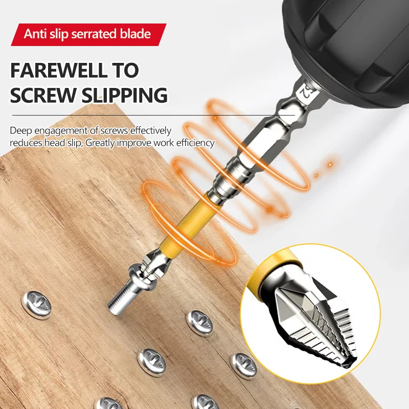 Vis de perceuse à main électrique croisée antidérapante, haute dureté et forte, 25/50/65/70/90/150mm, 6 pièces