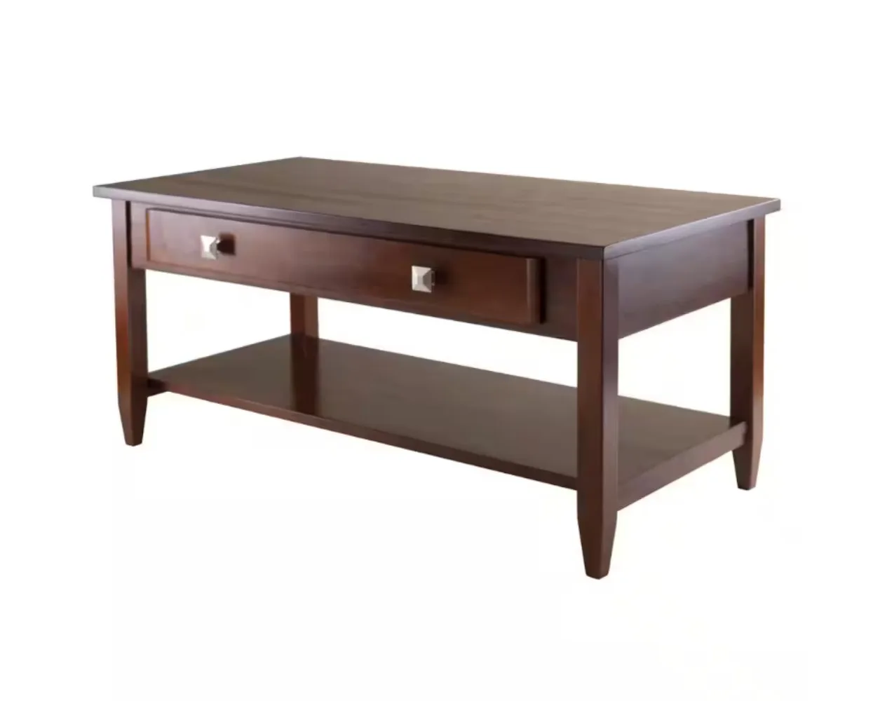 d 40인치 서랍이 있는 호두나무 중간 직사각형 목재 커피 테이블 조립 필요