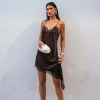 MUJER Lace Slip Mini Dress Women Satin Backless Summer Dress Woman Asymmetric Party Women's Dress Sexy Beach Dresses for Women 5