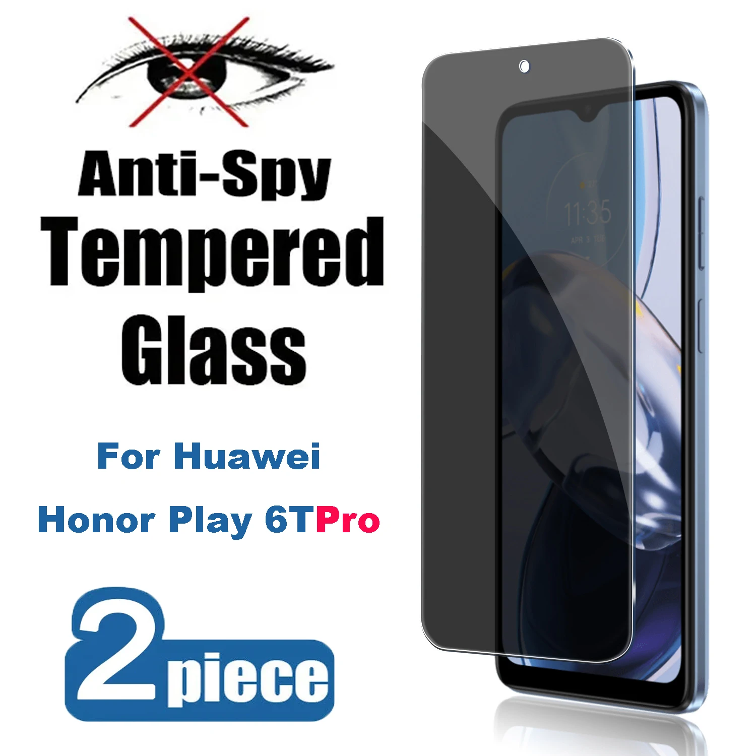 

2Pcs High Auminum Anti-Spy Tempered Glass For Honor Play 6T Pro Privacy Screen Protectors For Honor Play 6Tpro Glass Films