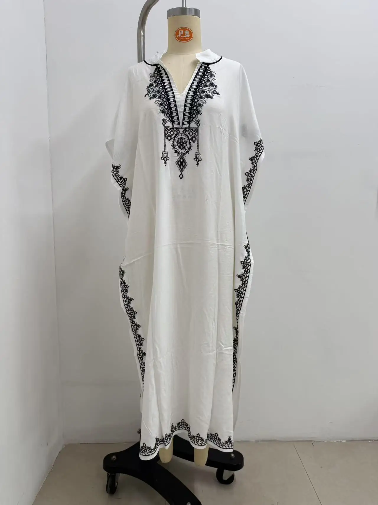 2025 Fashion,Women's Long Dress, Female Dress ,White Black,Embroider Slash