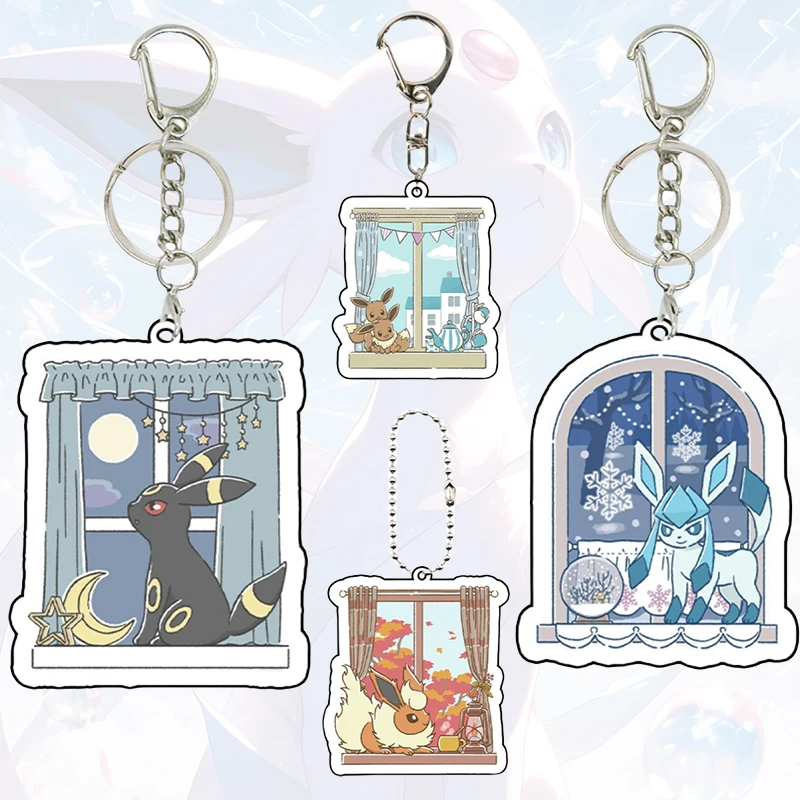 

Anime Cartoon Eevee Acrylic Keychain Kawaii Decor Cartoon Classics Game Collection Figure Children Backpack Pendant Toys Gifts