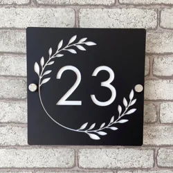Modern Personalized Custom Acrylic Address Sign House Number Plate SunShield AcryLite Plaque Outdoor Wall Room Name Flower