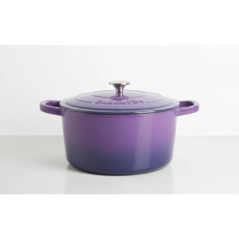 

7-Quart Lavender Purple Enameled Cast Iron Dutch Oven for Slow Cooking and Baking, Ideal for Home Chefs