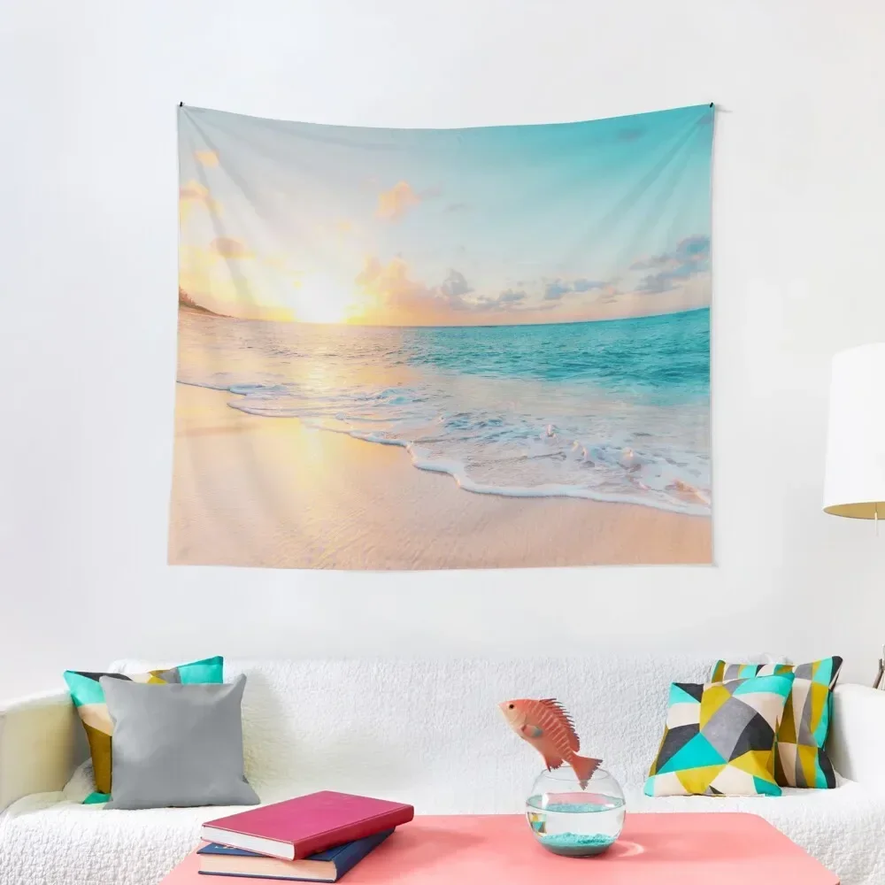 

Sunset on Beach, Ocean Scene Print Tapestry Room Decor Aesthetic Wall Decor Hanging Tapestry